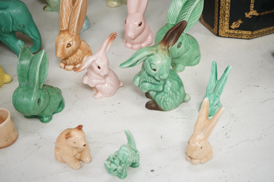 A Sylvac bunny and a collection of other animal figures, largest 25cm high